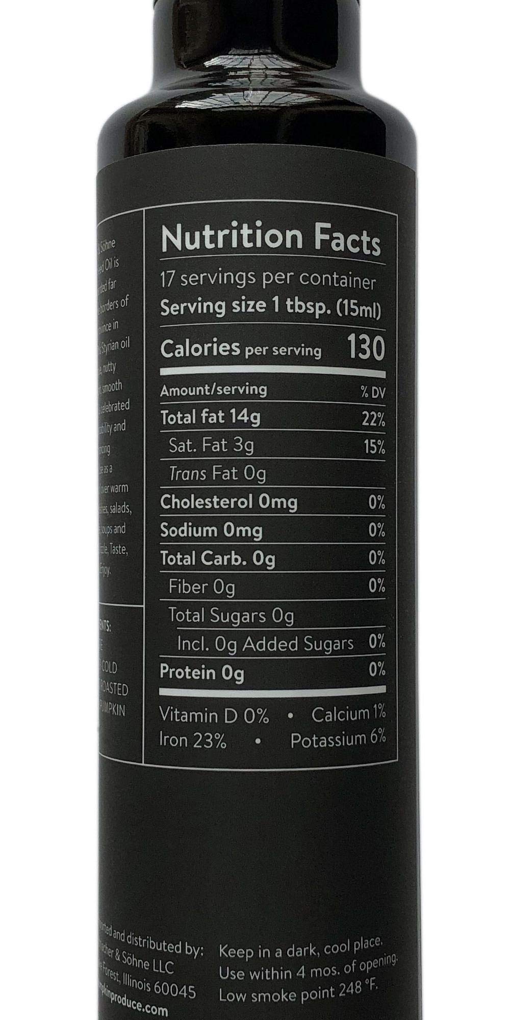 S SCHLACHER & SÖHNE Styrian Pumpkin Seed Oil, 100% Pure, Cold Pressed, Vegan, 8.45 Fl Oz (Pack of 1)