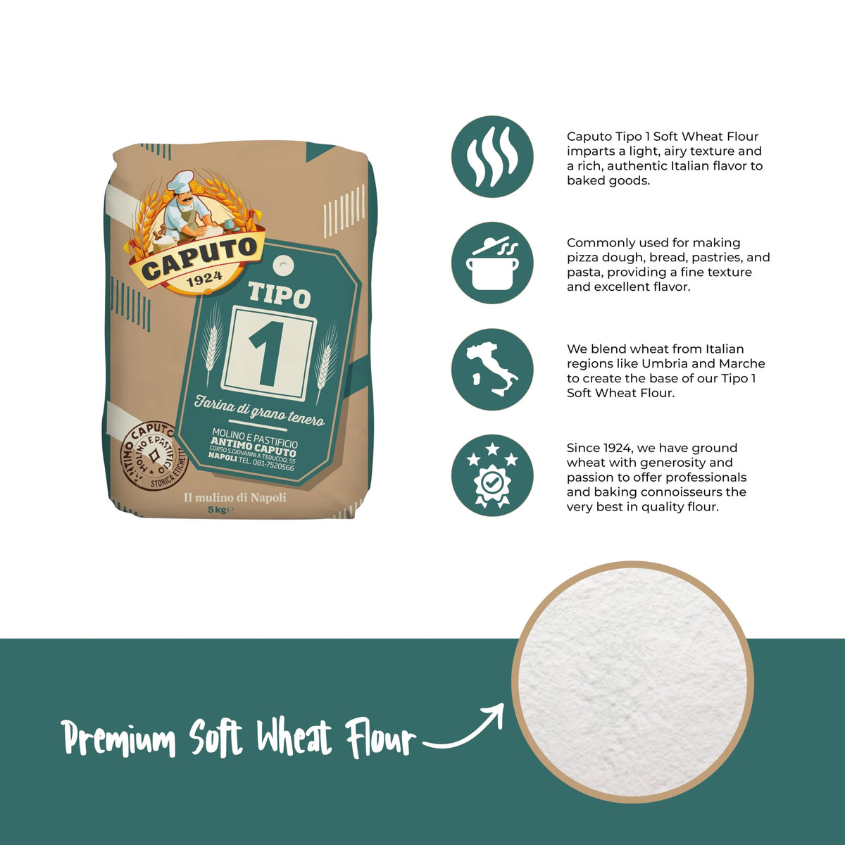 BrickOvenBaker Tipo 1 Soft Wheat Flour Molino Caputo 5kg