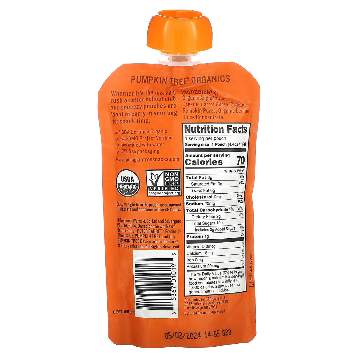 Peter Rabbit Organics Baby Pumpkin Carrot Apple O, 4.40 Oz