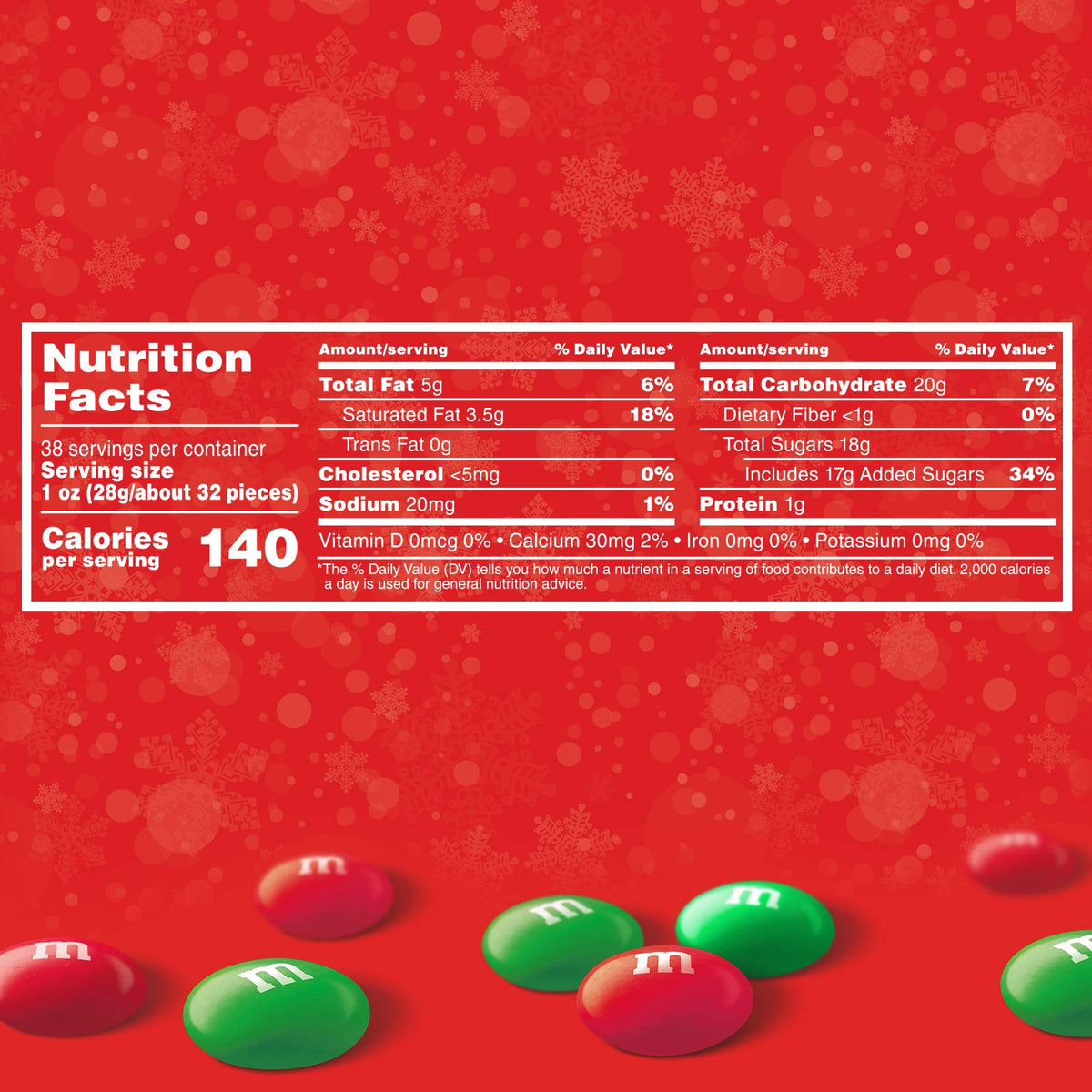 M&MS Milk Chocolate Red & Green Christmas Candy Bulk Assortment  Bulk Christmas Candy 38 oz Resealable Bag