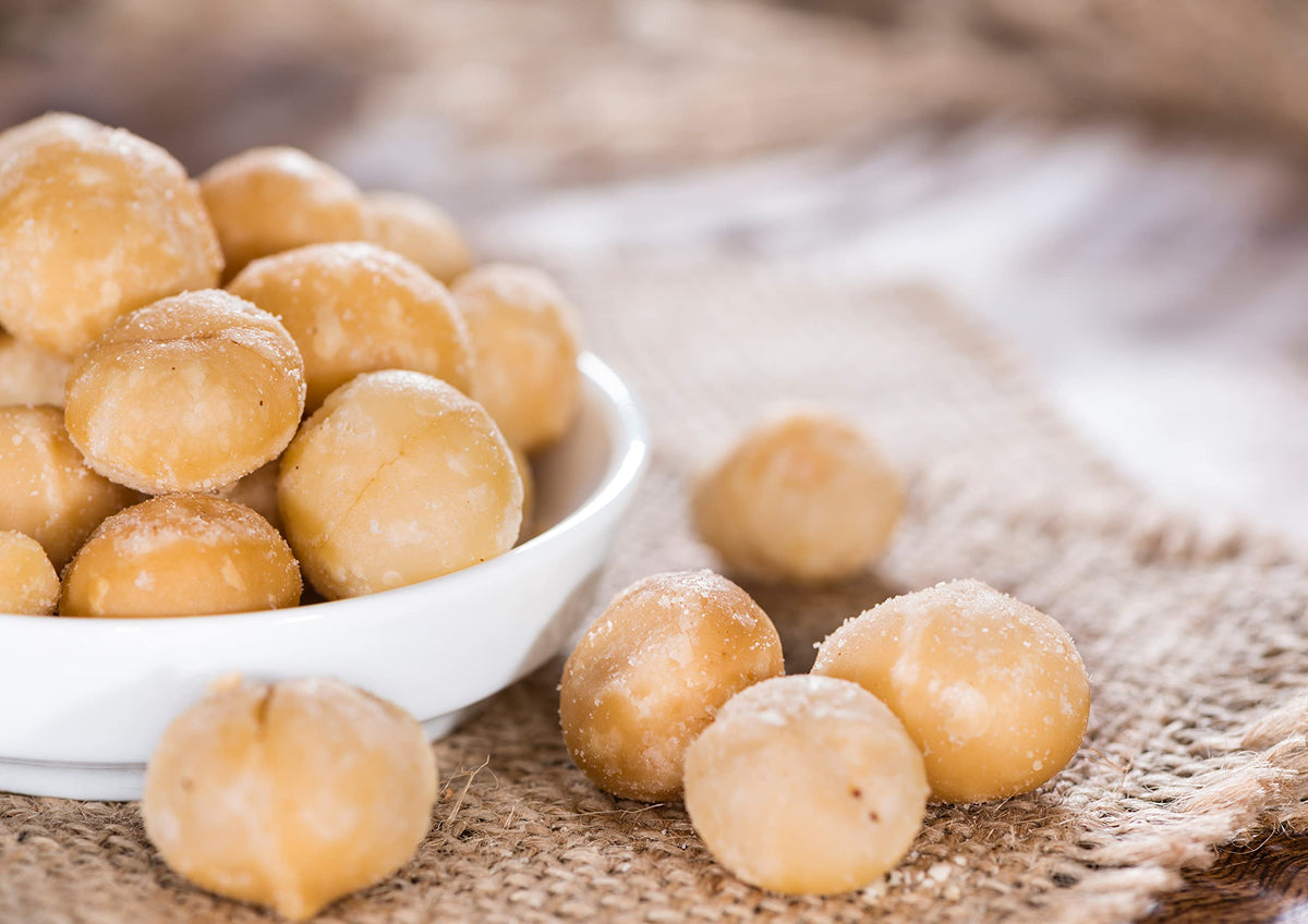 Food To Live Organic Dry Roasted Whole Macadamia Nuts With Himalayan Salt, 4 Pounds - Delicious And Nutritious Snack Made From P