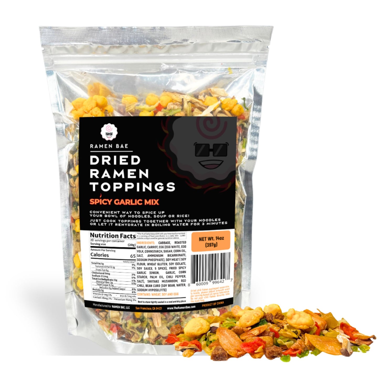 Ramen Bae Spicy Garlic Dried Ramen Toppings - 14oz Pack