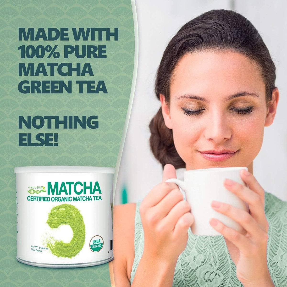 Matcha Dna Certified Organic Matcha Green Tea Powder (8 Oz Tin Can)