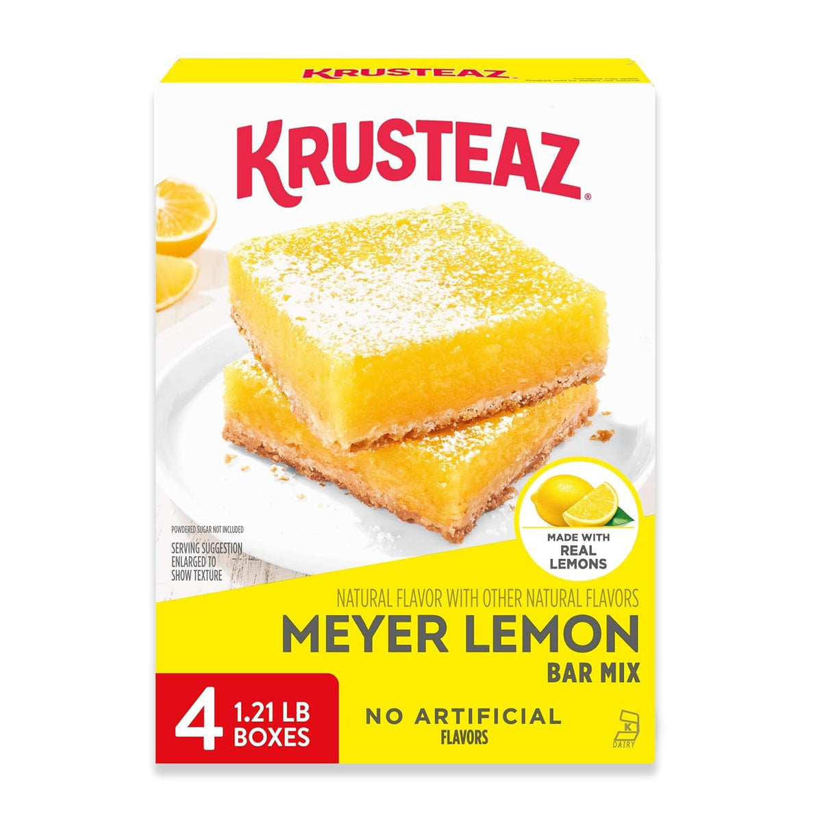 Krusteaz Meyer Lemon Bar Mix, Made with Real Lemons, 19.35 oz Box (Pack of 4)