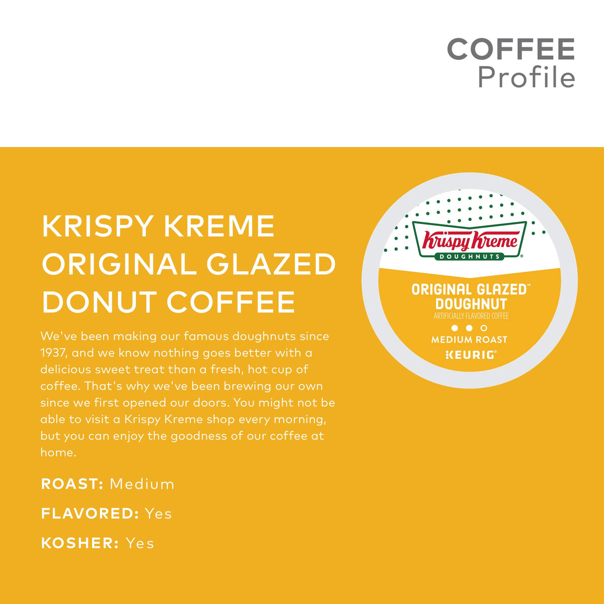 Krispy Kreme Original Glazed Doughnut, Single-Serve Keurig K-Cup Pods, Flavored Medium Roast Coffee, 72 Count