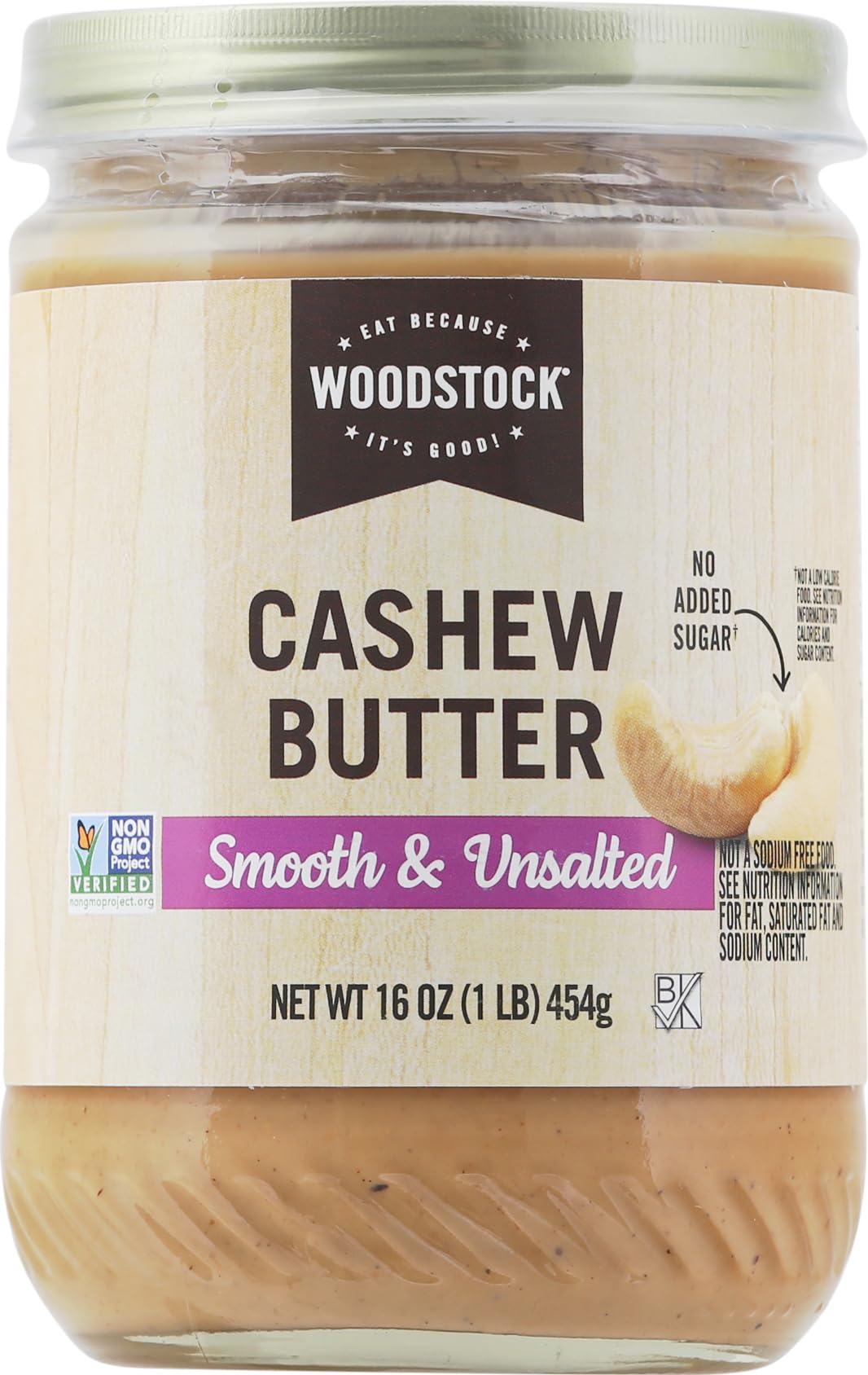 Woodstock Cashew Butter - Unsalted - Case of 12 - 16 oz.