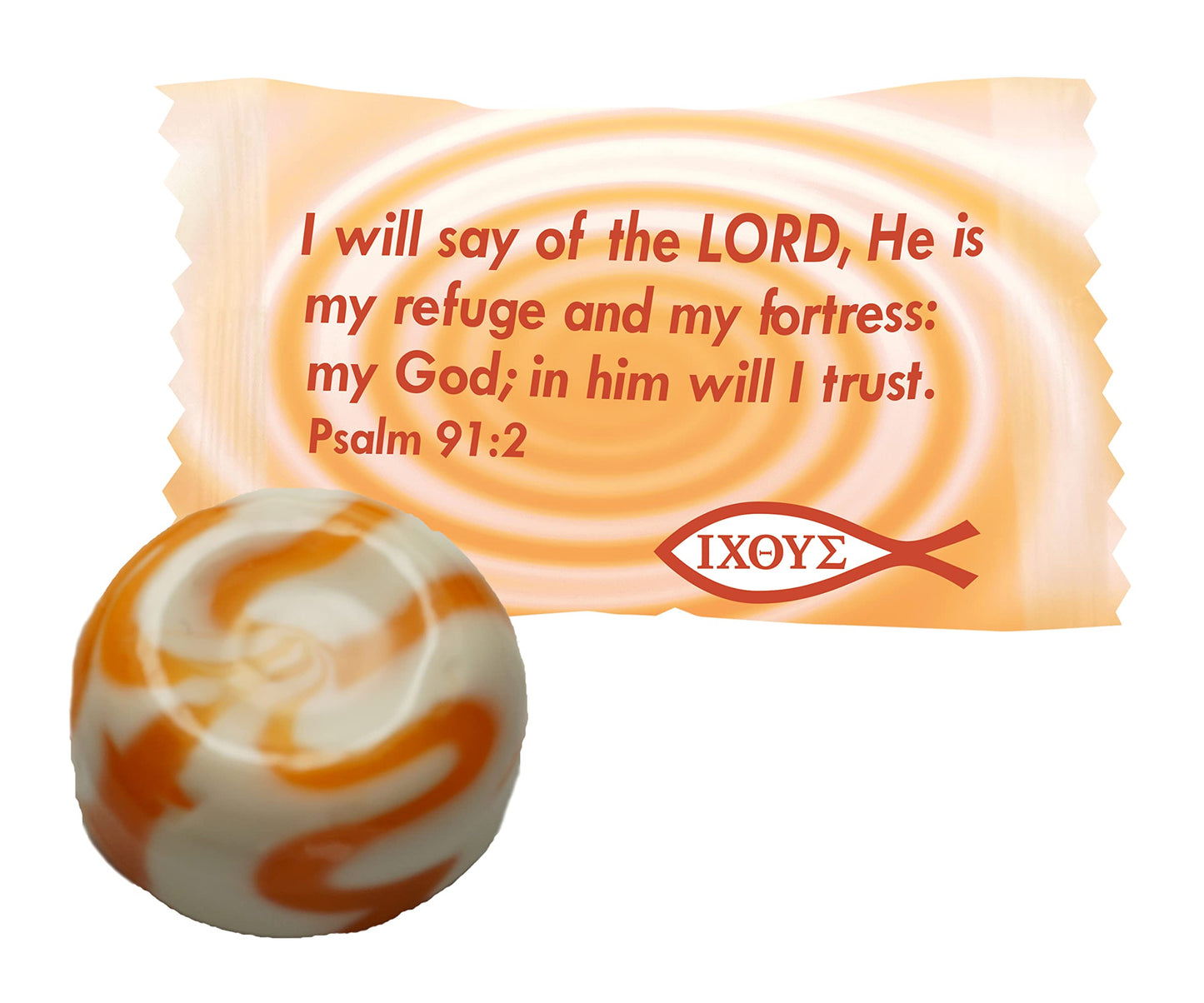 Scripture Candy, Peaches & Cream Hard Candy 5.5Oz Bag, 25 Pieces