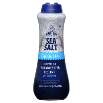 CRIS-SAL Gourmet Sea Salt, Full Flavor Natural Grain, 17.63 Oz, Clear White/Blue