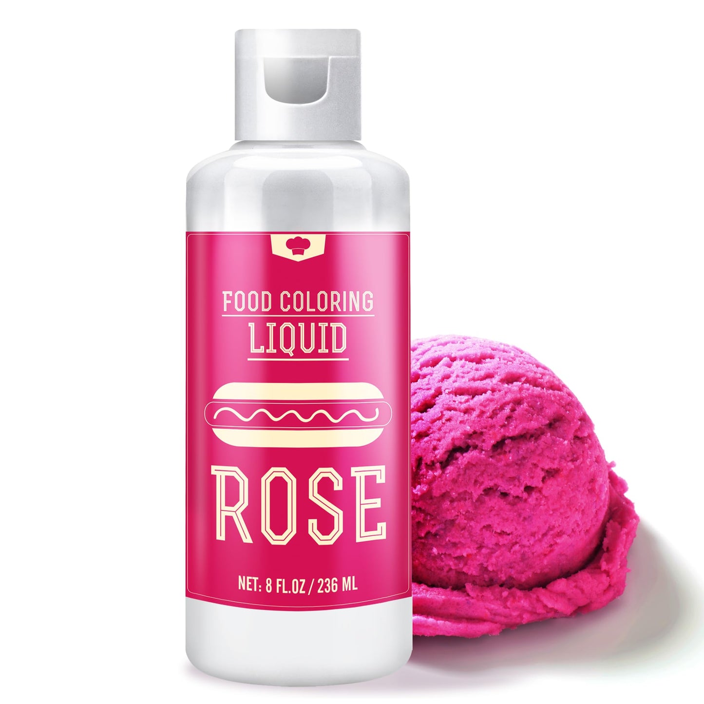 Vividye Food Coloring - 240ml Liquid Dye for Baking and Crafts - Tasteless Rose Color