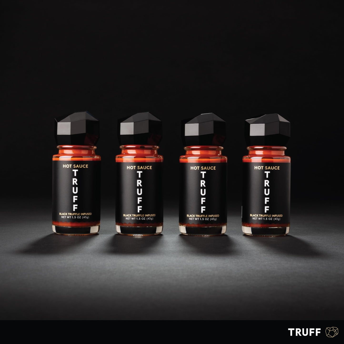 TRUFF Hot Sauce 4-Pack Mini Set, Gourmet Hot Sauce Travel Bottles, 1.5 oz Each, Plastic, Model 860003198919
