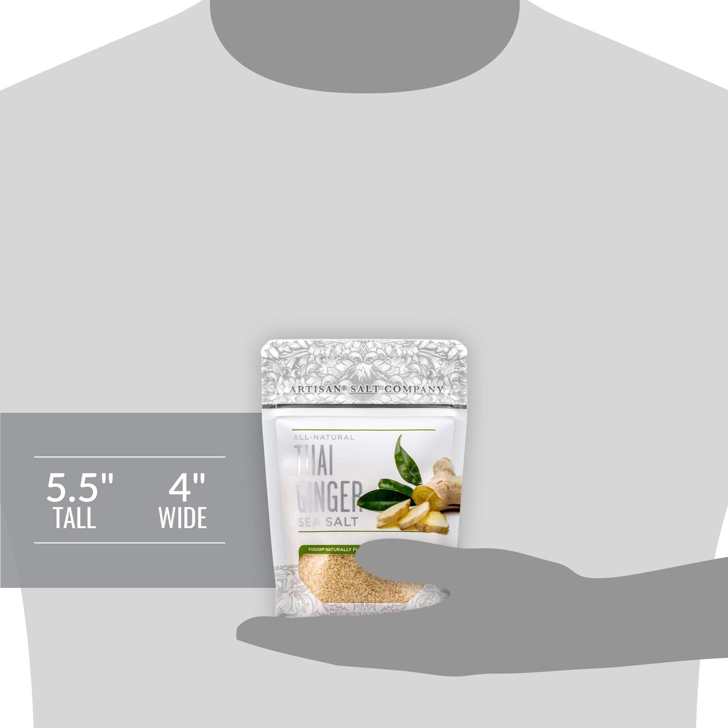 SaltWorks Artisan Salt Fusion Thai Ginger Sea Salt, 3 Ounce Zip-Top Pouch, Yellow to Golden Brown