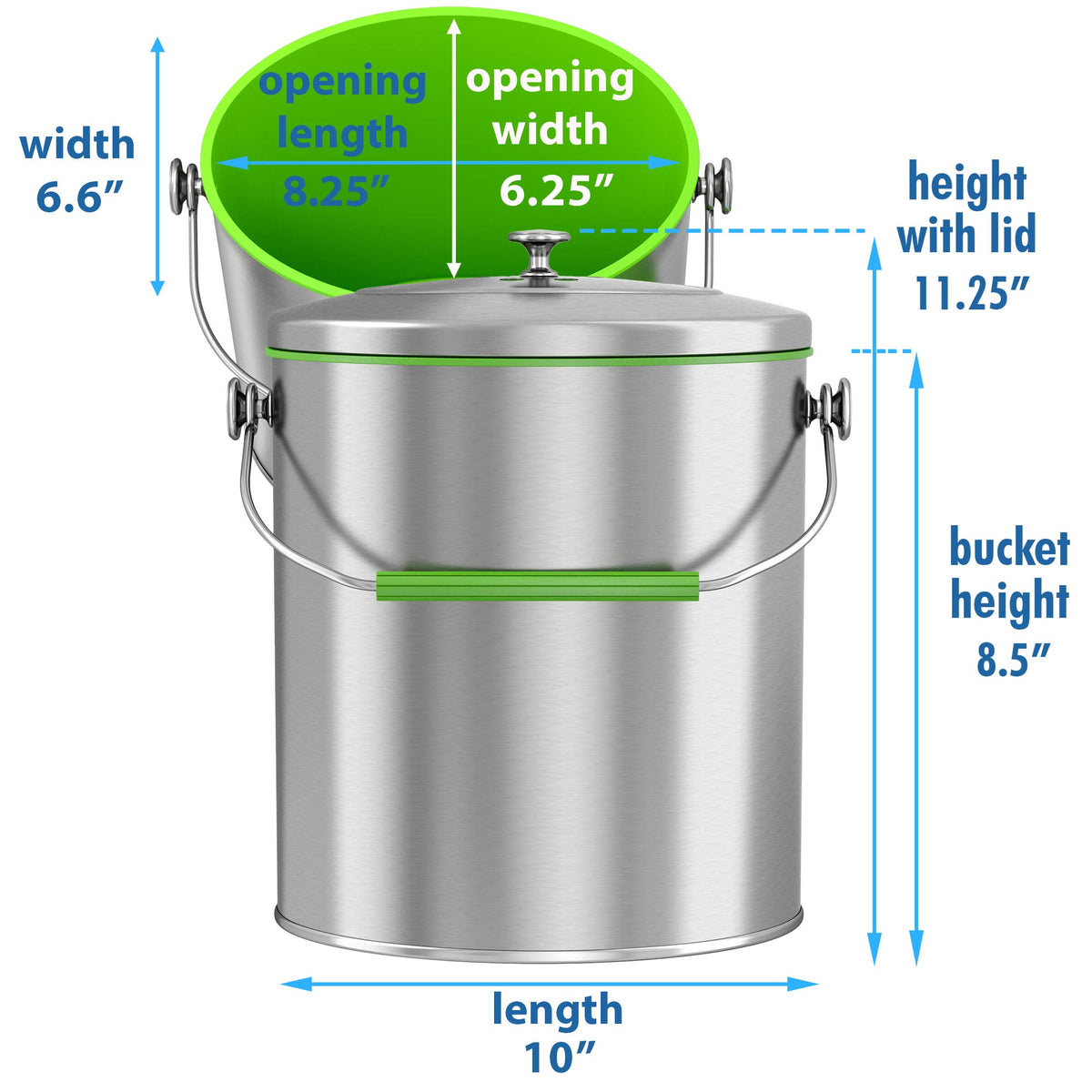 Itouchless Stainless Steel Compost Bin 16 Gallon Includes Absorbx Odor Filter System, Pest-Proof, Titanium Rust-Free Space-Effic