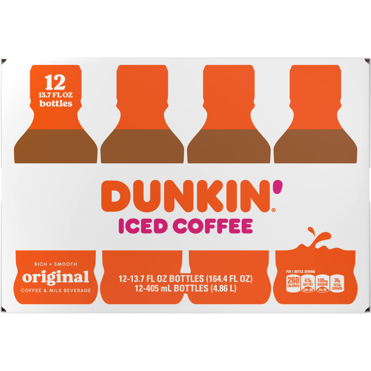 Dunkin Donuts Iced Coffee, Original, 13.7 Fluid Ounce (Pack Of 12)
