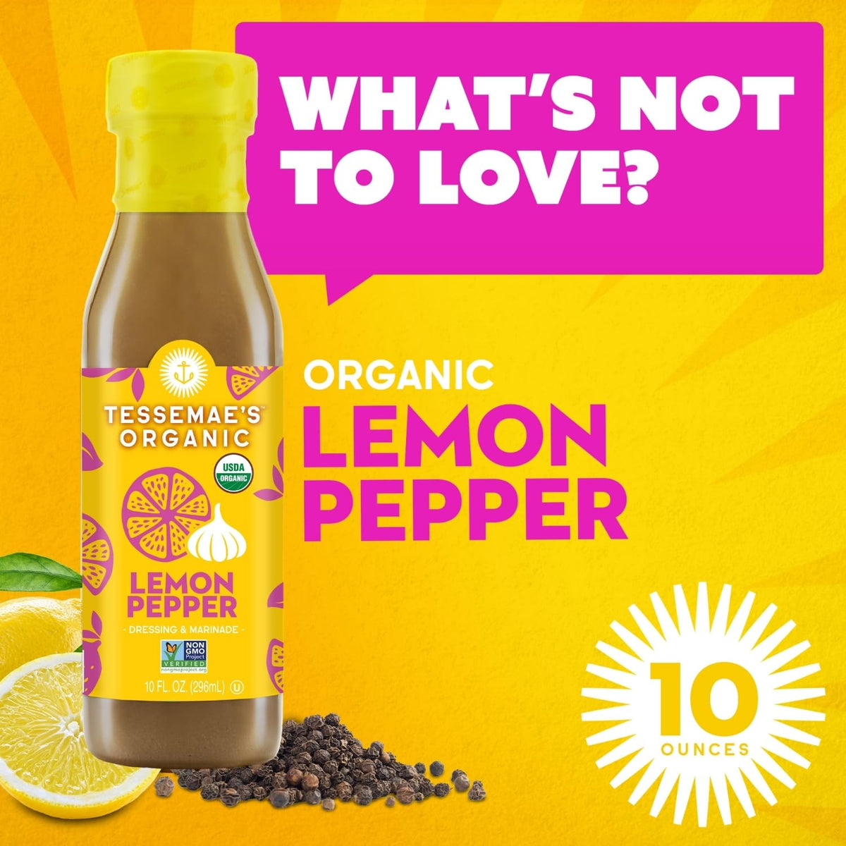 Tessemae'S All Natural Salad Dressing - Fresh Flavors For Every Plate (6 Pack, Lemon Pepper)