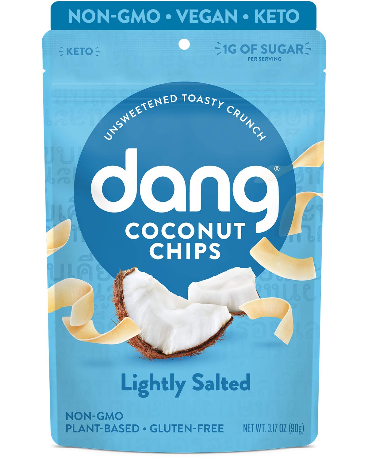 DANG Keto Toasted Coconut Chips, Lightly Salted, 4 Pack, Keto Certified, Vegan, 3.17 Oz Resealable Bags