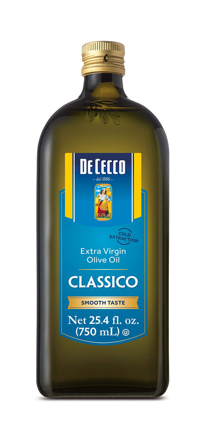 De Cecco Extra Virgin Olive Oil, Classico, Cold Extraction, Great for Cooking & Smooth Taste, 25.4 Fl Oz