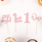 24Pack First Birthday Cupcake Topper - Glitter Pink One Cupcake Picks,1St Birthday Cupcake Decorations Supplies (Pink)