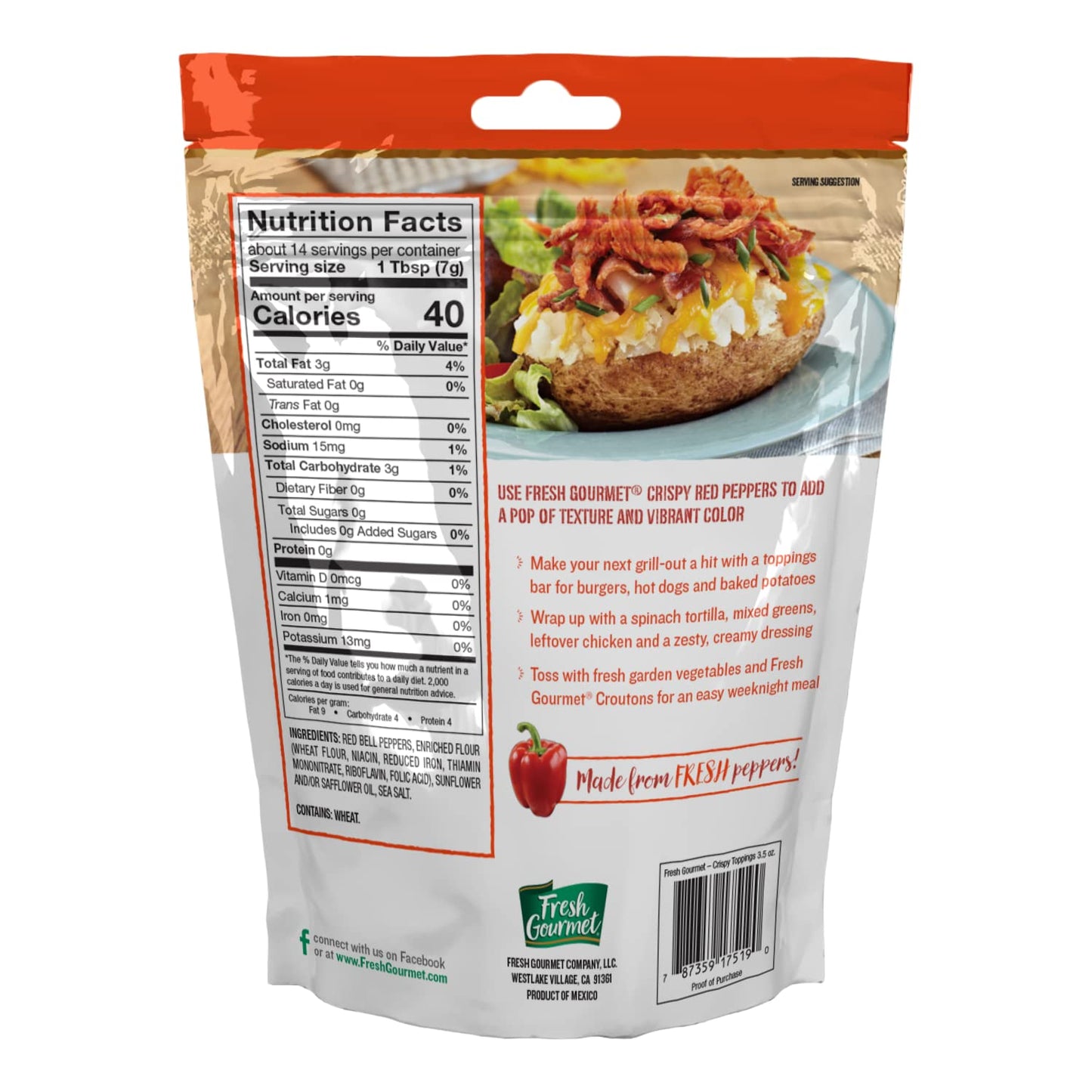 Fresh Gourmet Crispy Red Peppers Crunchy Snack And Salad Topper (3.5 Ounce (Pack Of 2))