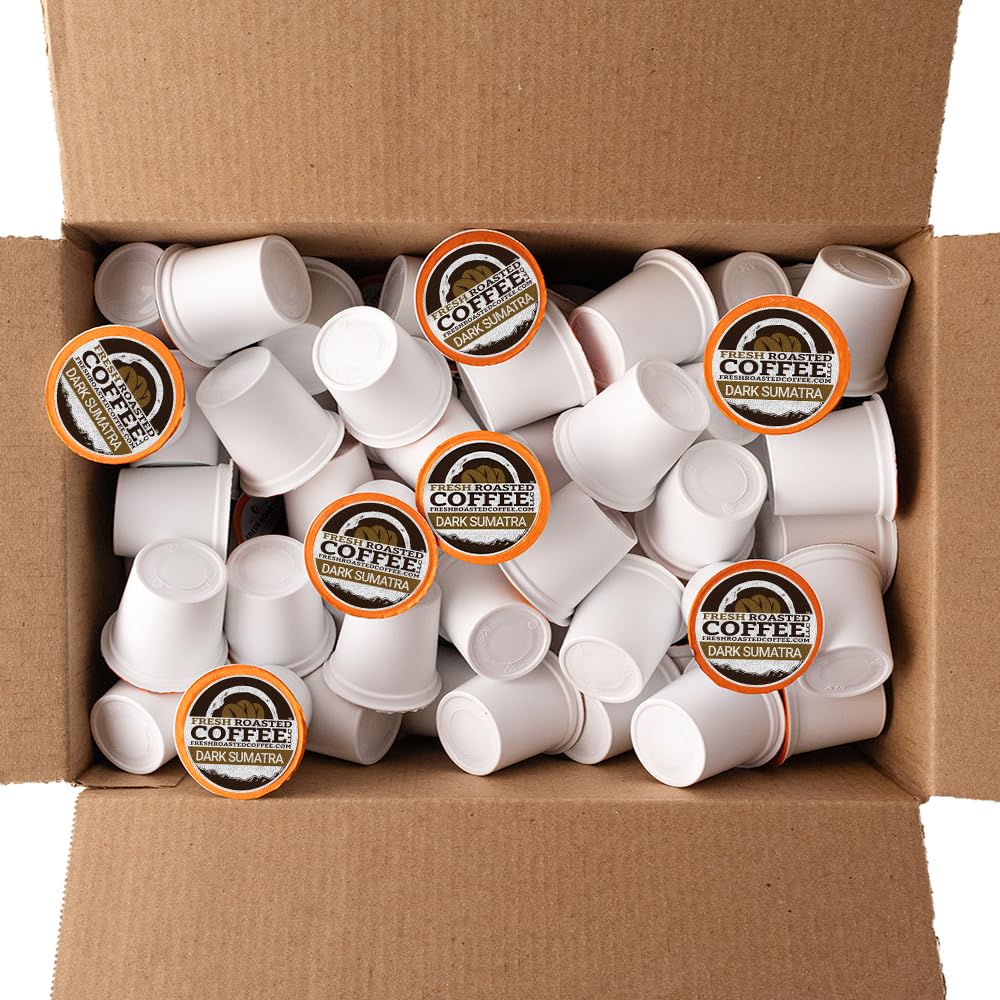 Fresh Roasted Coffee,100% Dark Sumatra Mandheling | Single Origin | Dark Roast | Kosher | K-Cup Compatible | 96 Pods