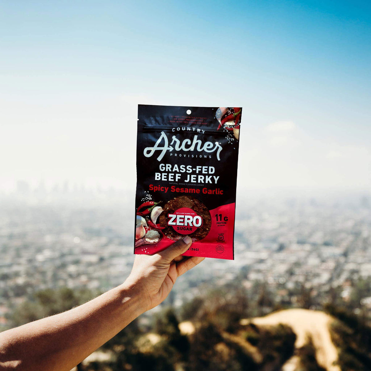 Country Archer Grass Fed Beef Jerky - Zero Sugar Beef Jerky, Sugar Free Beef Jerky Snack Pack, Beef Jerky Bulk, Individual Beef