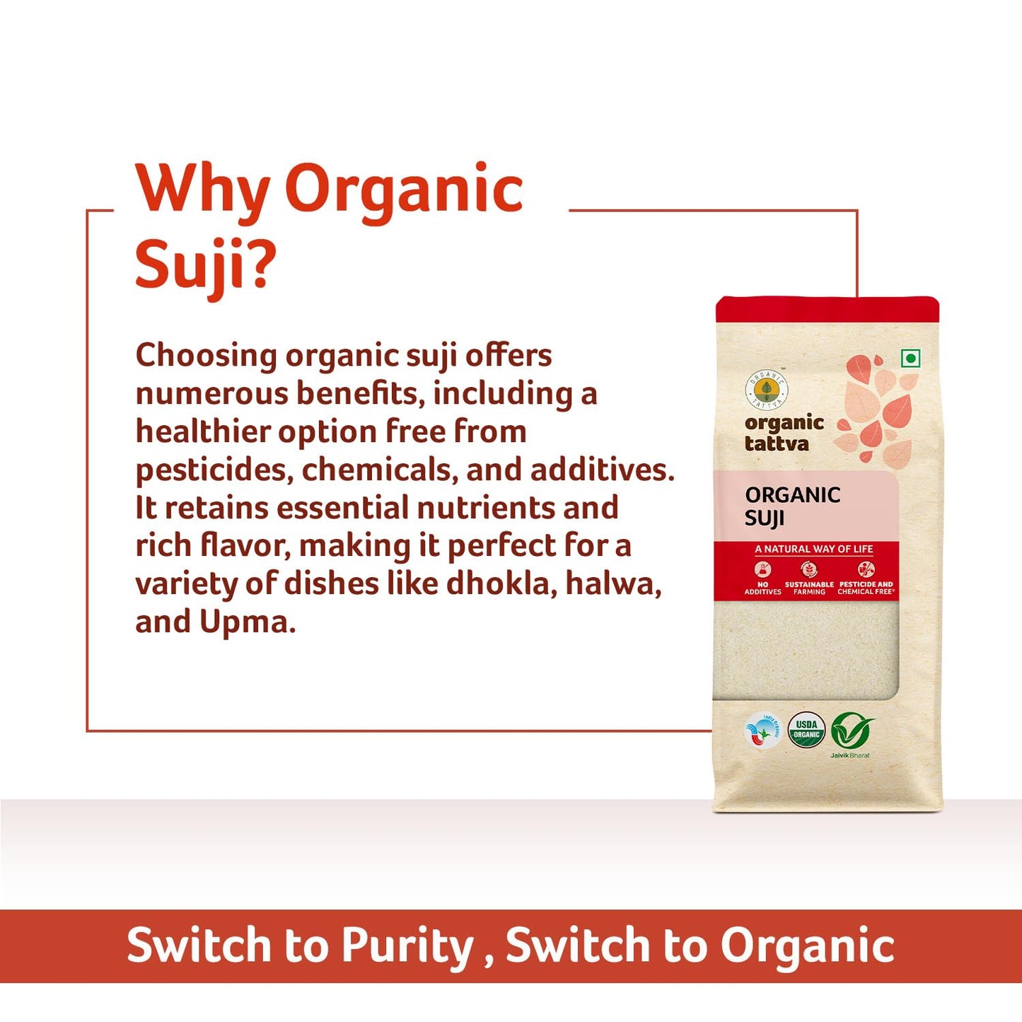 Organic Tattva Suji, 500G