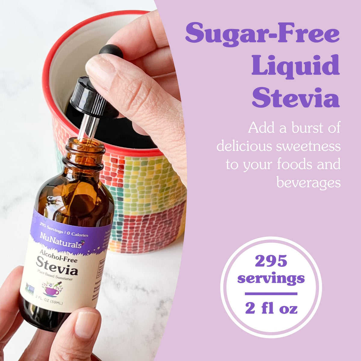 NuNaturals Liquid Stevia Sugar-Free Sweetener, Zero Calorie, Unflavored, 2 Fl Oz