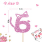 MINUET MINUTE Cat Six Cake Topper - Pink Glitter, Number 6 Birthday Decoration for Baby Girl Party Supplies