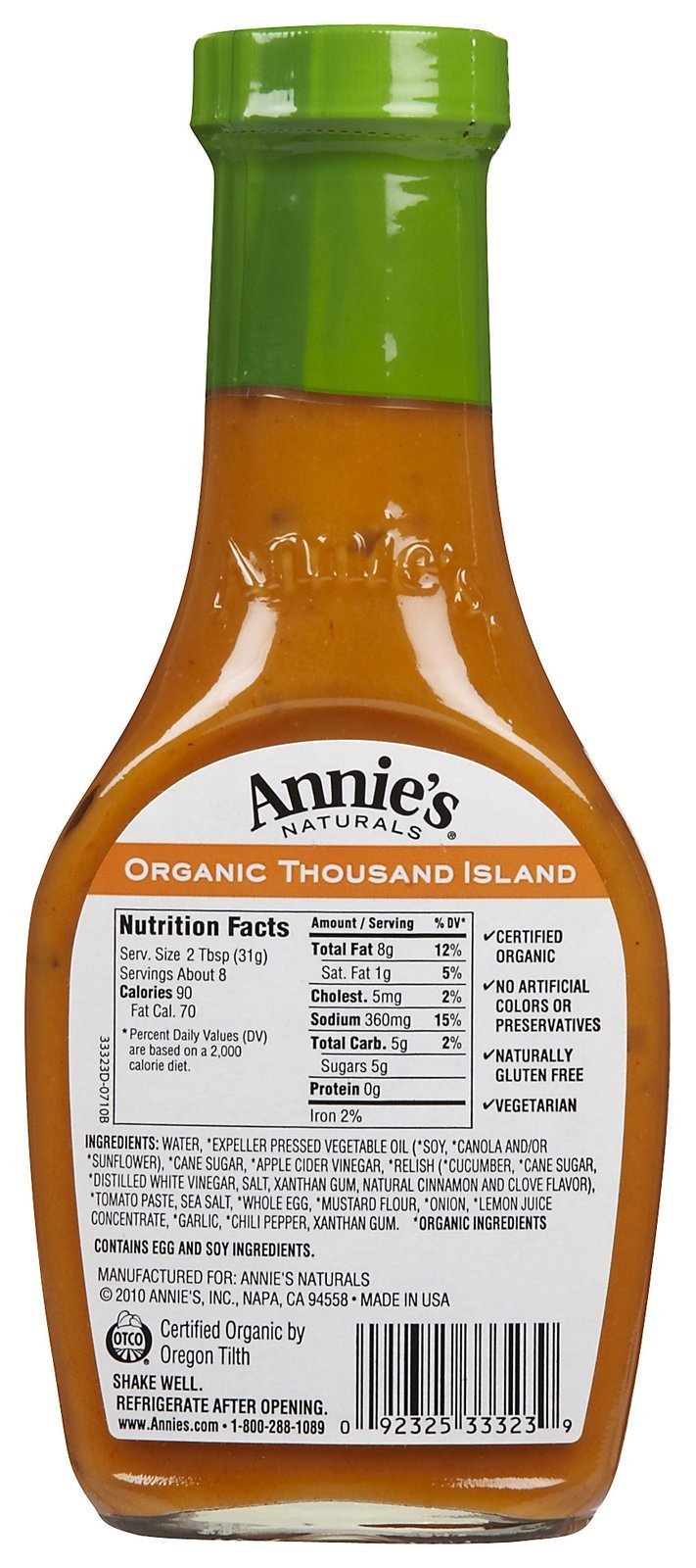 Annies Homegrown Organic Thousand Island Dressing, 8 Ounce