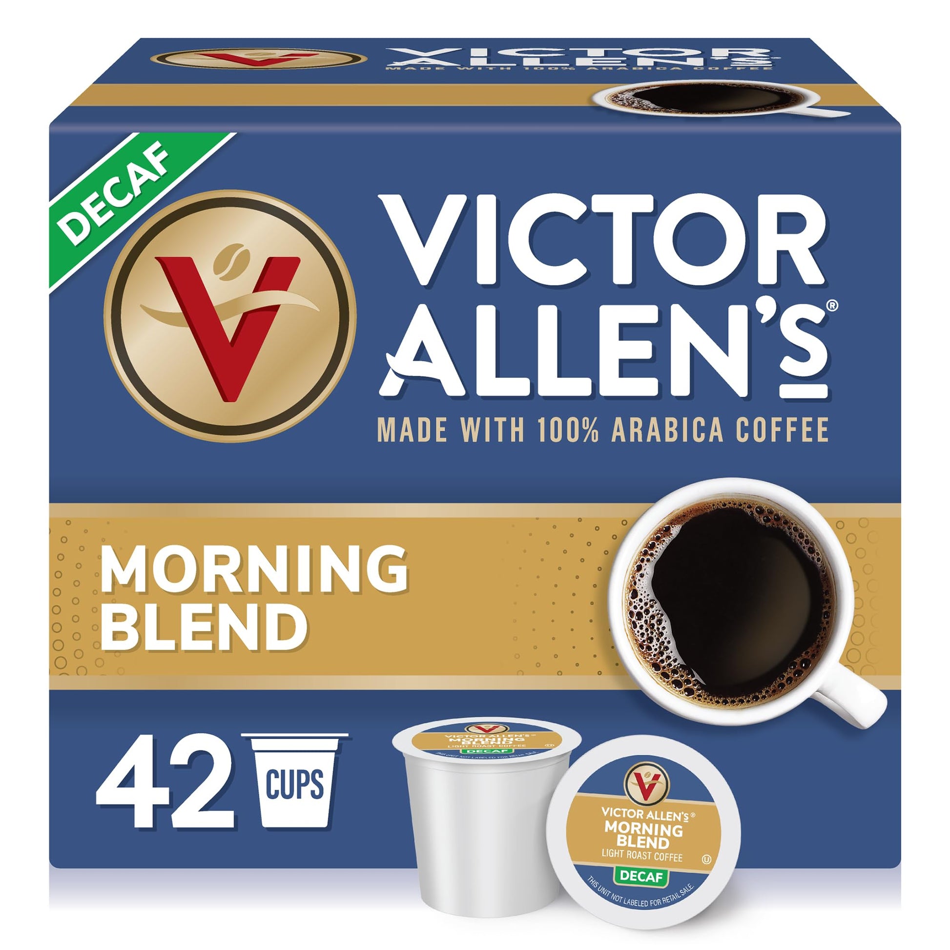 Victor Allens Coffee Decaf Morning Blend Light Roast Single Serve Pods 42 Count for Keurig K-Cup Brewers Brown