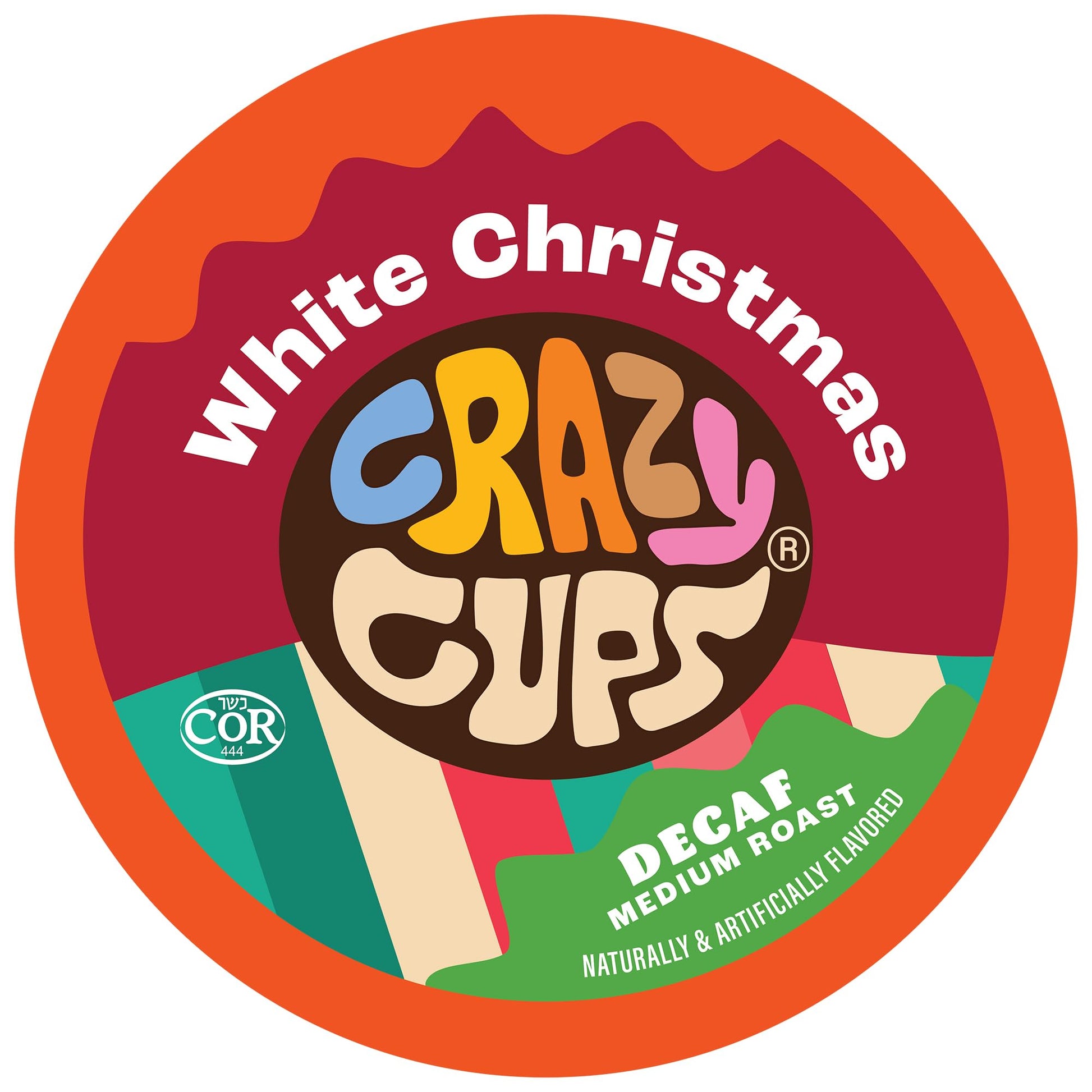 Crazy Cups Decaf White Christmas Flavored Coffee Pods, Decaf Holiday Coffee, Single Serve Coffee For Keurig K Cups Machines, Medium Roast Coffee, 22 Count