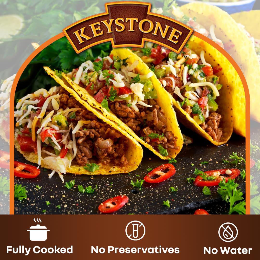 Keystone All Natural Ground Beef 14 Ounce Long Term Emergency Survival Food Canned Meat | Fully Cooked Ready To Eat | Gluten Free Family Pack Of 4