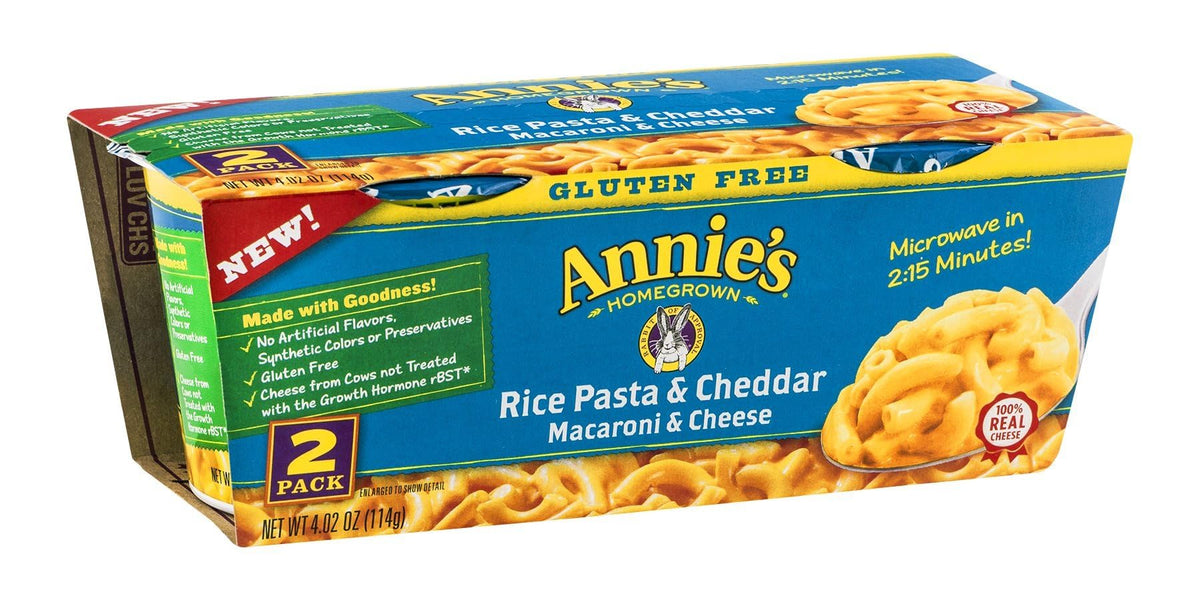 Annies Homegrown Rice Pasta and Cheddar Microwavable Mac and Cheese Cup, 4.02 Ounce - 6 per case