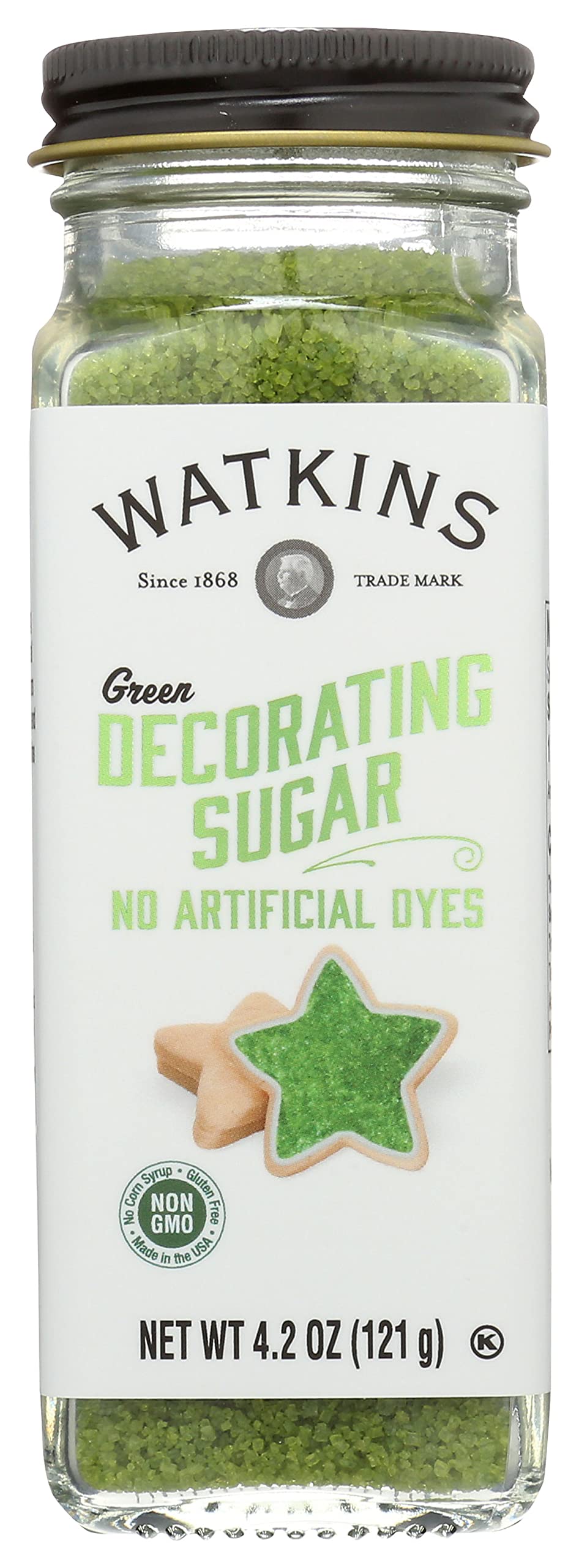 Watkins Green Decorating Sugar, No Artificial Dyes, Non GMO, 4.2 Ounces (Pack Of 3)
