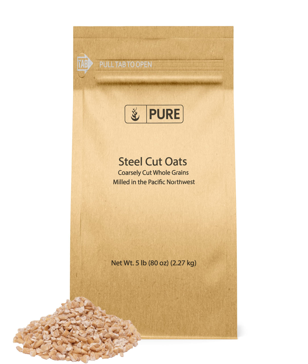 Pure Original Ingredients Steel Cut Oats (5 lb) Irish Oatmeal, Eco-Friendly Packaging