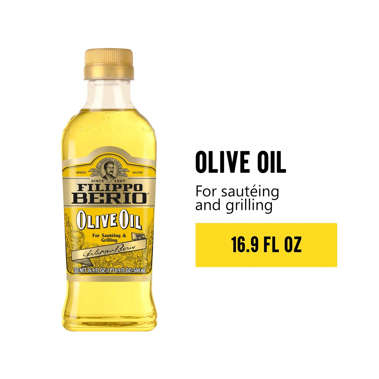 Filippo Berio Pure Olive Oil, 16.9 Ounce Rpet Bottle