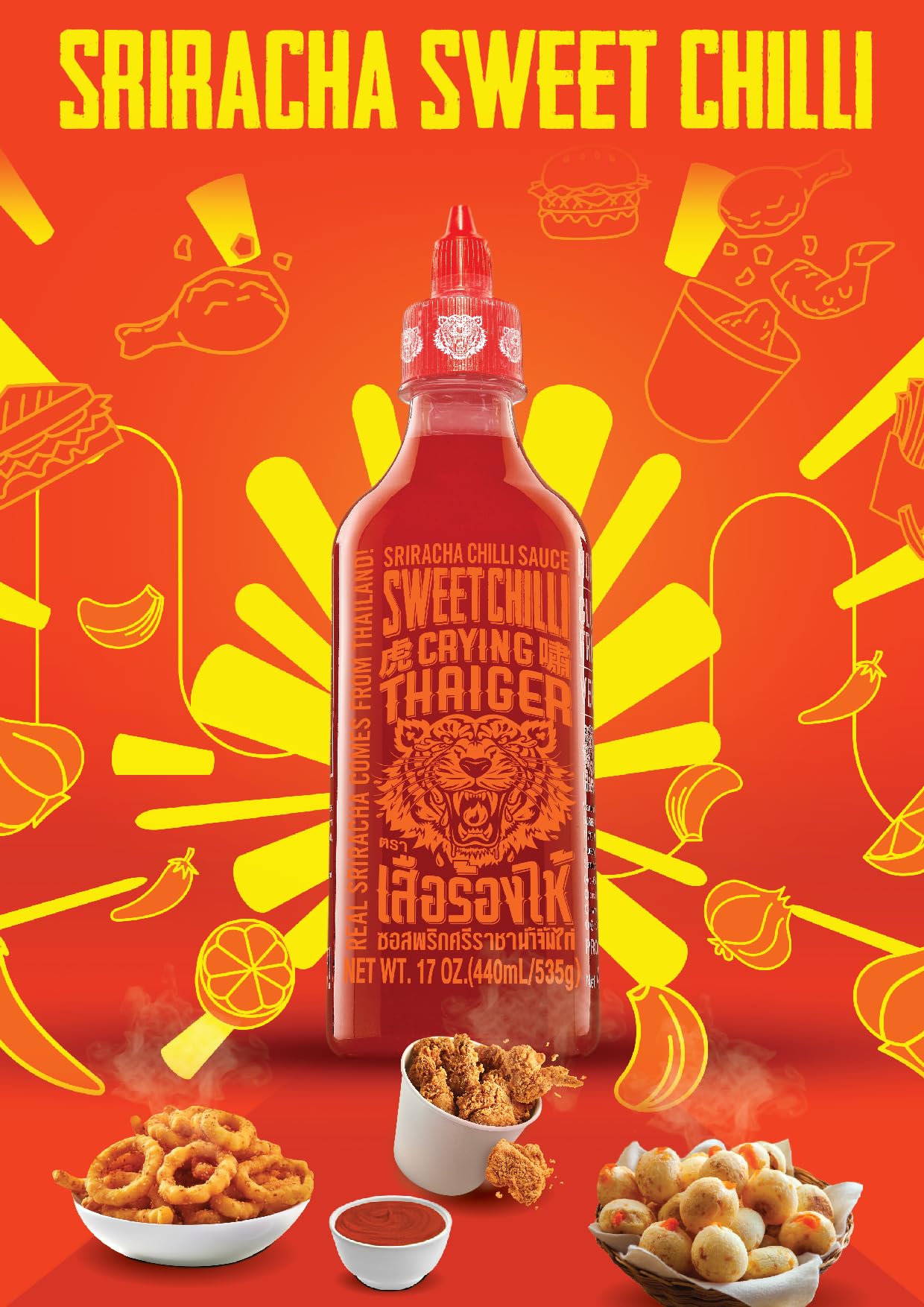 Crying Thaiger Sriracha Sweet Chili Sauce, Vegan & Gluten Free, 18.9 oz Squeeze Bottle, Non-GMO from Thailand