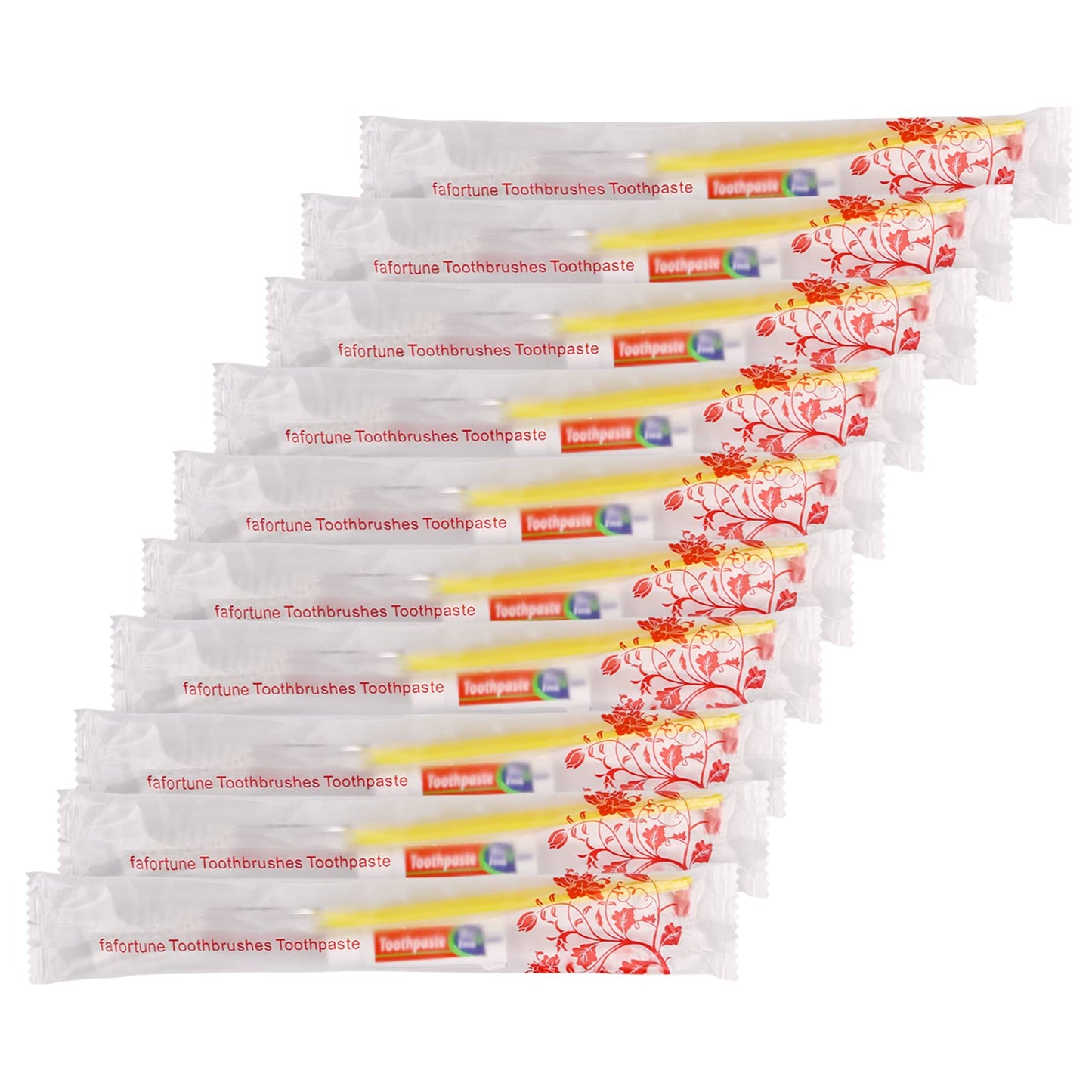 Fafortune Disposable Toothbrushes With Toothpaste 200Pcs (5 Colors)