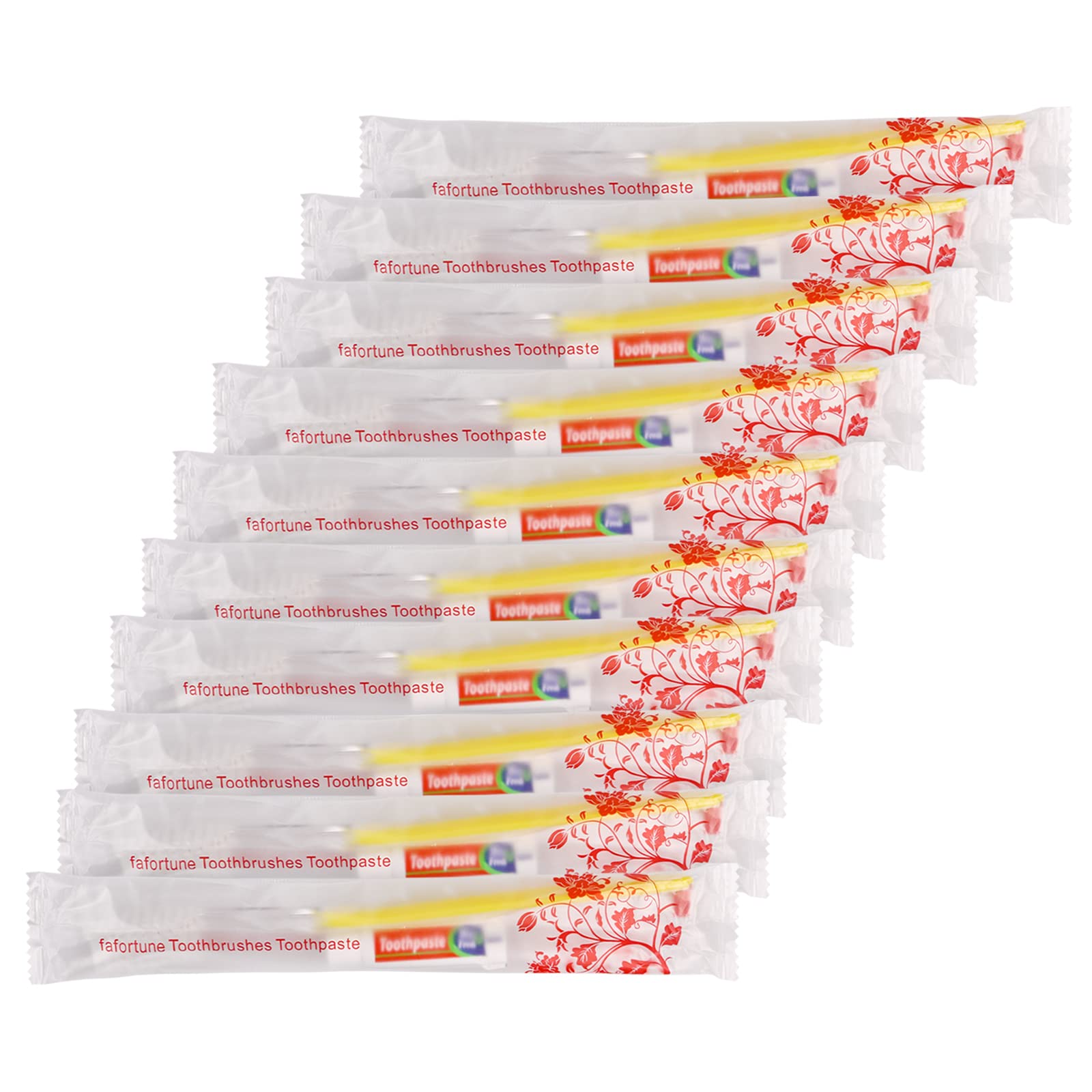 Fafortune Disposable Toothbrushes With Toothpaste 200Pcs (5 Colors)