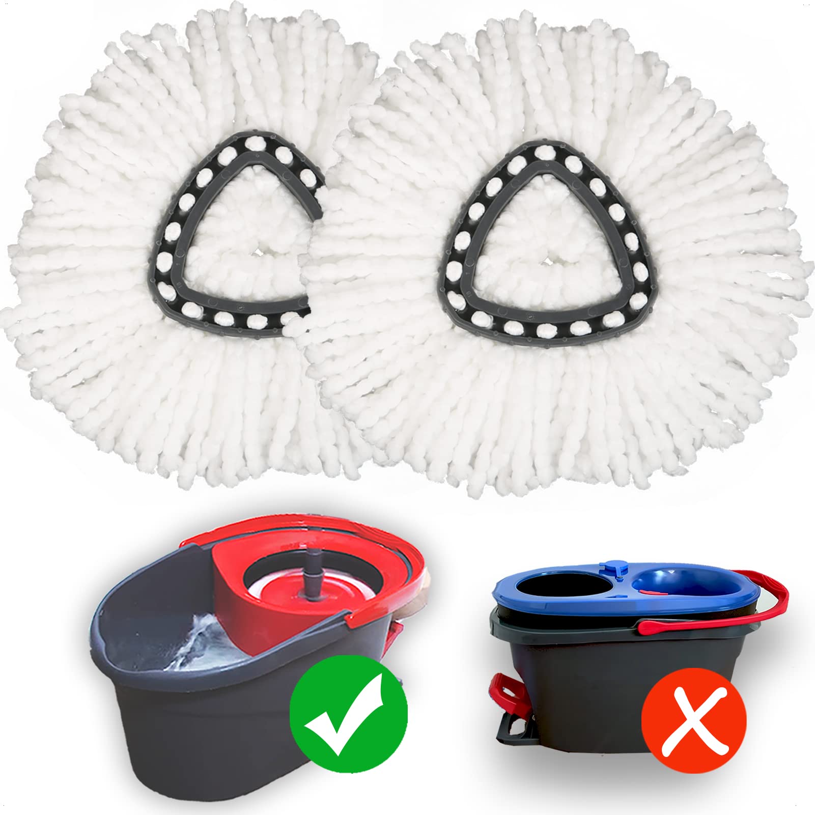 Homsis 2 Pack Mop Replace Head Compatible With Ocedar Easy Wring Spin Mop, 100% Microfiber Mop Refill Spin Mop Replacement, Deep