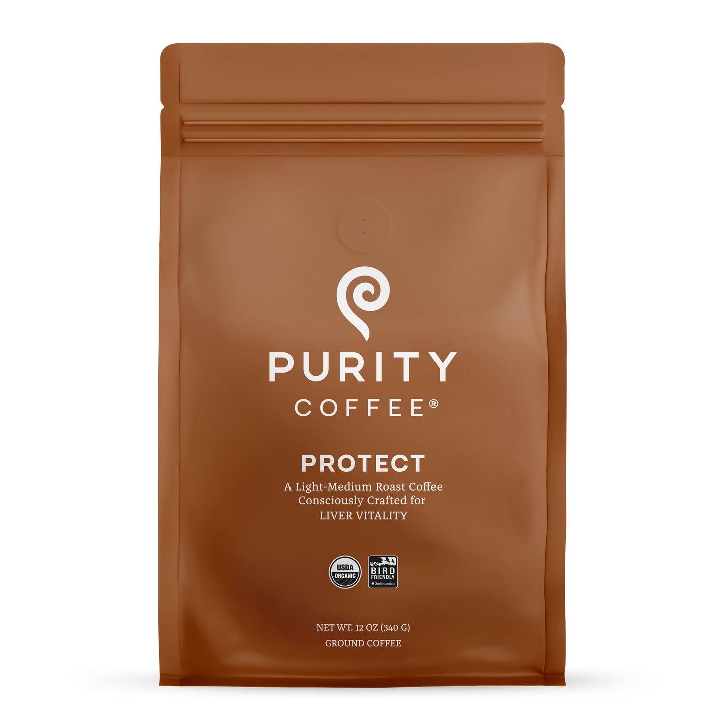 Purity Coffee PROTECT Light-Medium Roast Ground Coffee for Liver Vitality - USDA Organic and Third-Party Tested for Antioxidants  Mold  Mycotoxins and Pesticides - 12oz (Purity Protect  light_roast) | Ground| PROTECT