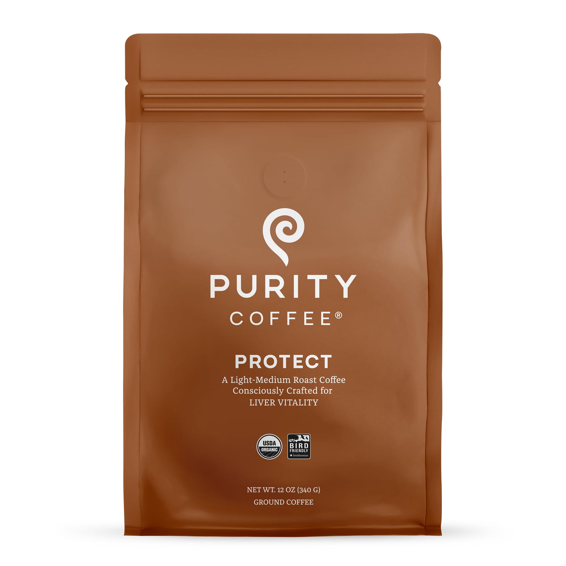 Purity Coffee PROTECT Light-Medium Roast Ground Coffee for Liver Vitality - USDA Organic and Third-Party Tested for Antioxidants  Mold  Mycotoxins and Pesticides - 12oz (Purity Protect  light_roast) | Ground| PROTECT