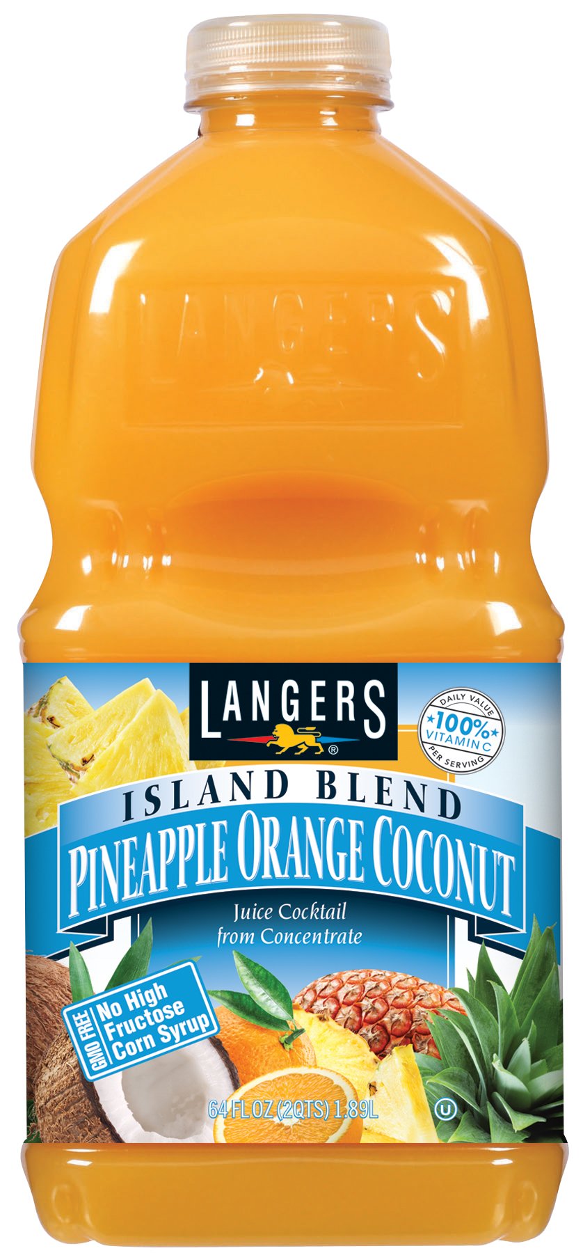 Langers Island Blend Juice Cocktail, Pineapple Orange Coconut, 64 Fl Oz (Pack of 8)