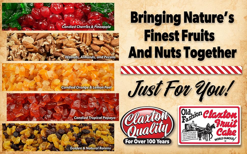 Old Fashion Claxton Fruit Cake 3-1 Lb. Regular Recipe Loaves - Individually Wrapped For Freshness in our Signature Red-White Car