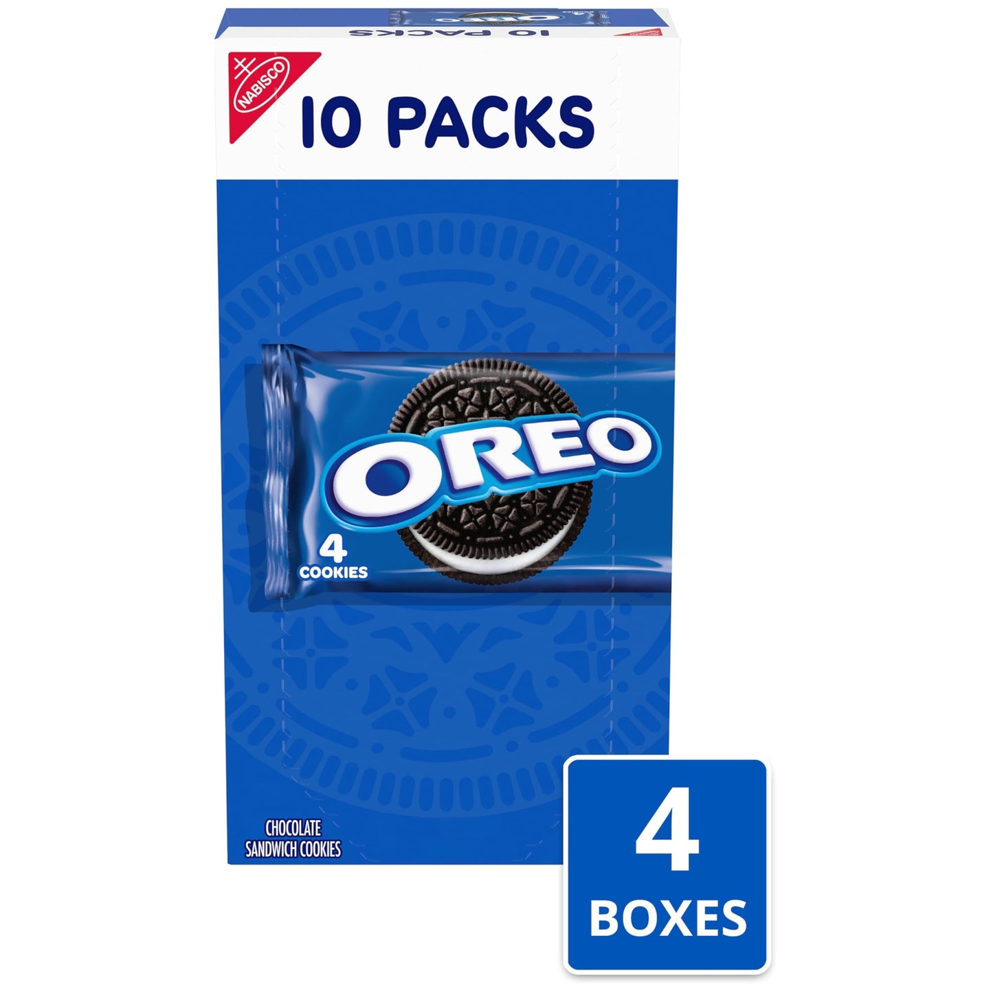 OREO Chocolate Sandwich Cookies, 40 Snack Packs (4 Cookies Per Pack, 4 Boxes)