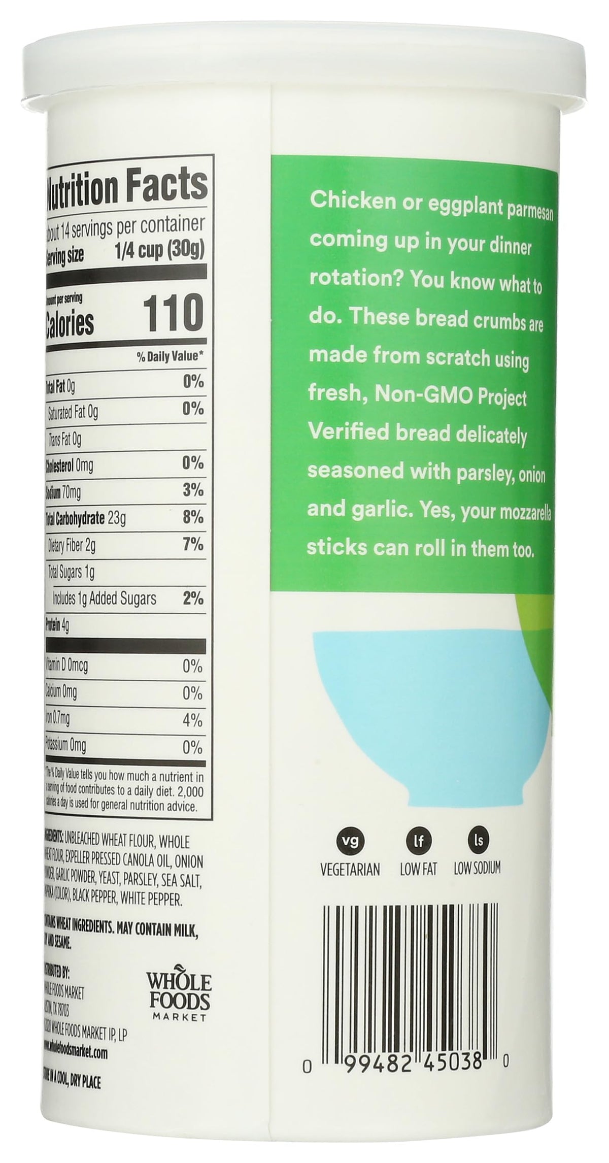 365 by Whole Foods Market Italian Style Bread Crumbs, 15 OZ, Perfect for Breaded Dishes and Cooking