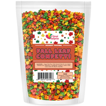 Autumn Leaf Confetti Sprinkles - 10 Oz Bulk - Thanksgiving Jimmies - Fall Leaves For Cake Cupcake Cookie Decorating - Harvest Decorating - Dessert Topping