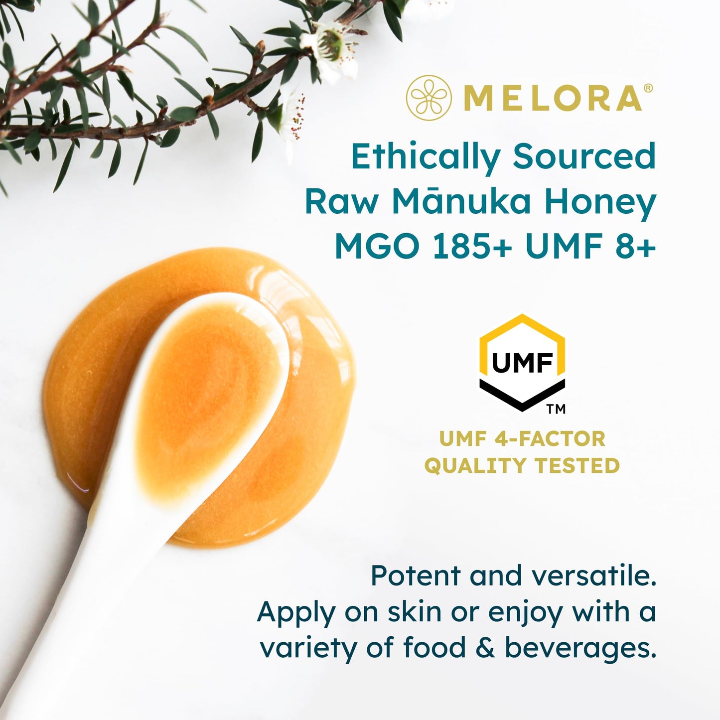 Melora Raw Manuka Honey From New Zealand | Umf 8+ | Mgo 185+ | 8.8 Oz Jar | Safe For Skin Care | Edible & Healthy Sugar Alternat