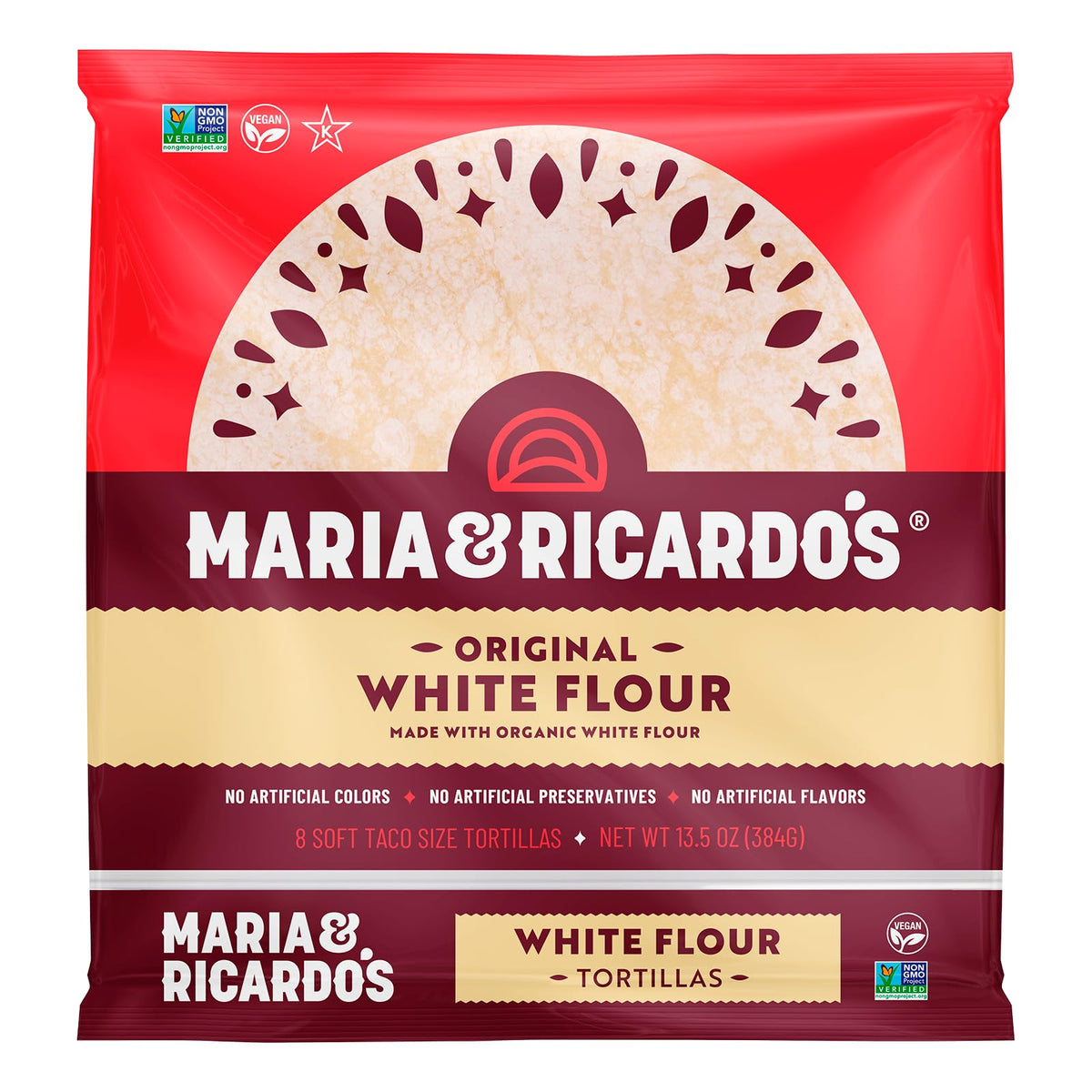 Maria & Ricardo s White Flour Tortillas. (3 Pack) Non GMO PV, Vegan, Kosher. Made with Organic Ingredients. 8 Tortillas per Pac