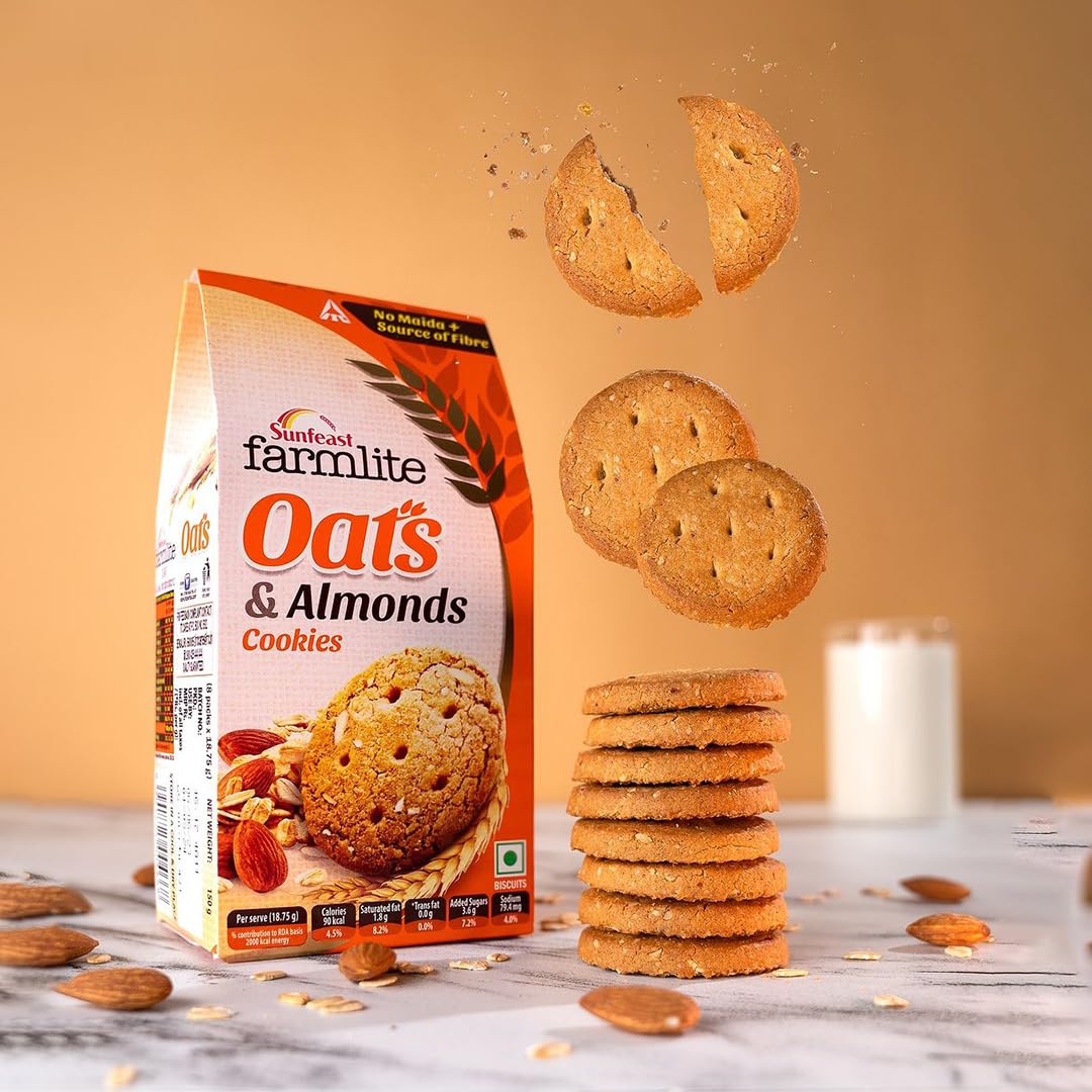 Sunfeast Farmlite Oats With Almonds Cookies Biscuits, 150G