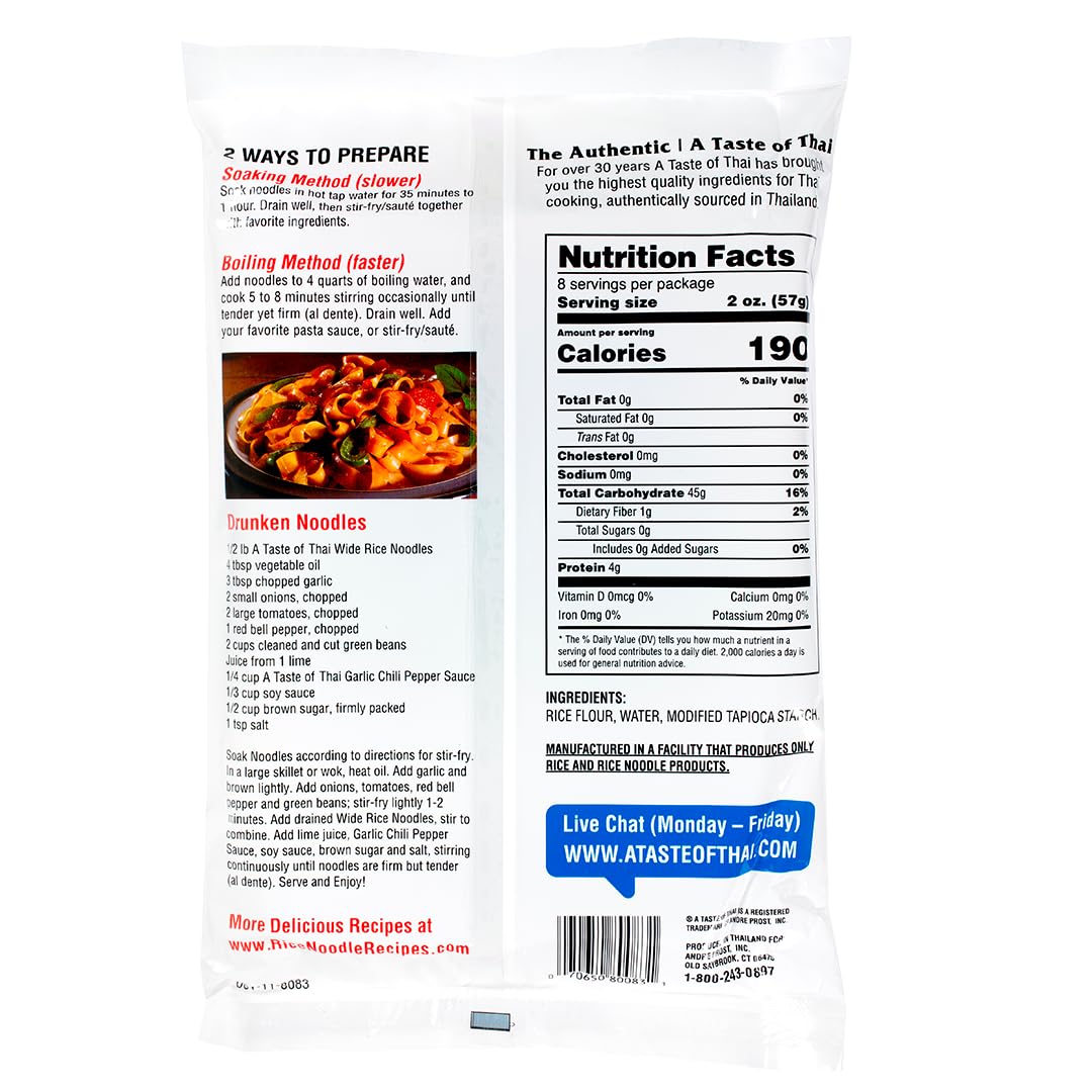 Taste Of Thai Noodle Rice gluten free Extra wide, 16 Ounce (Pack of 1)